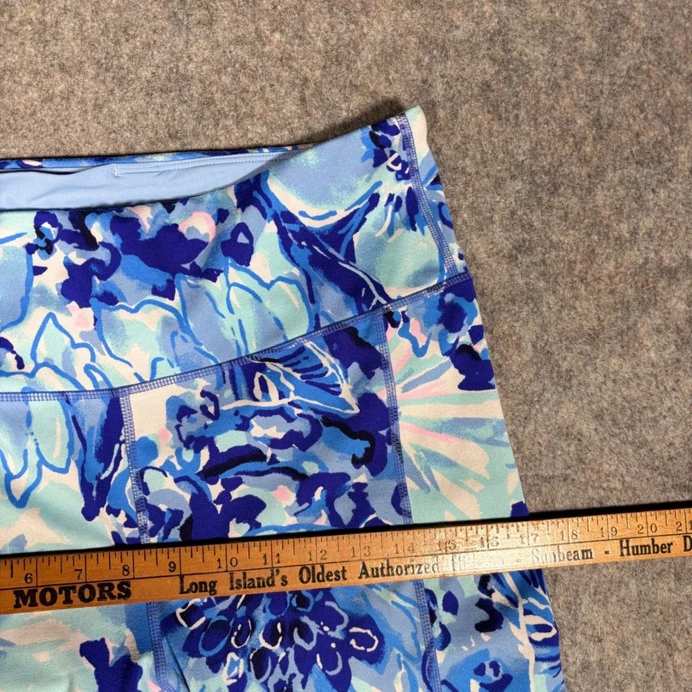 Lilly Pulitzer Luxletic Weekender High Rise Leggings Womens L Blue Floral 002143